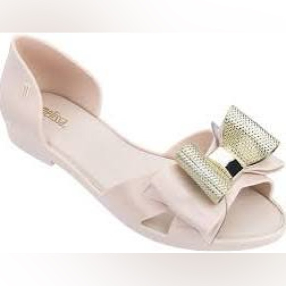 Melissa Women's Pink and Gold Bow Sandals